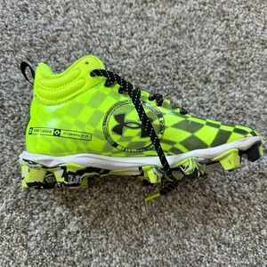 Under Armour Kids' Neon Yellow Checkered Sneakers